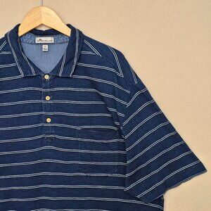 Peter Millar Navy Blue Striped Polo Shirt